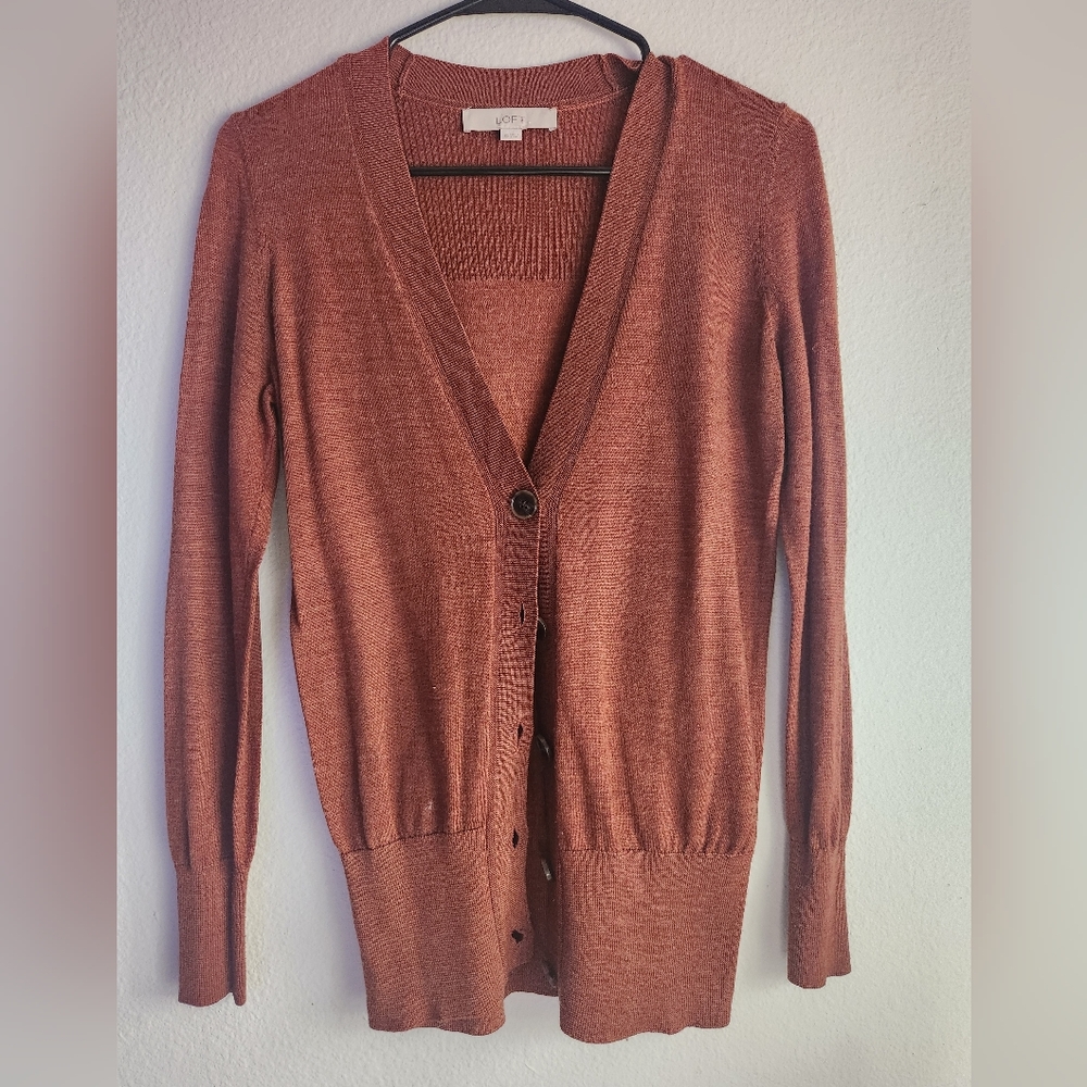 Loft Elegant Brown Cardigan Sweater Xsmall